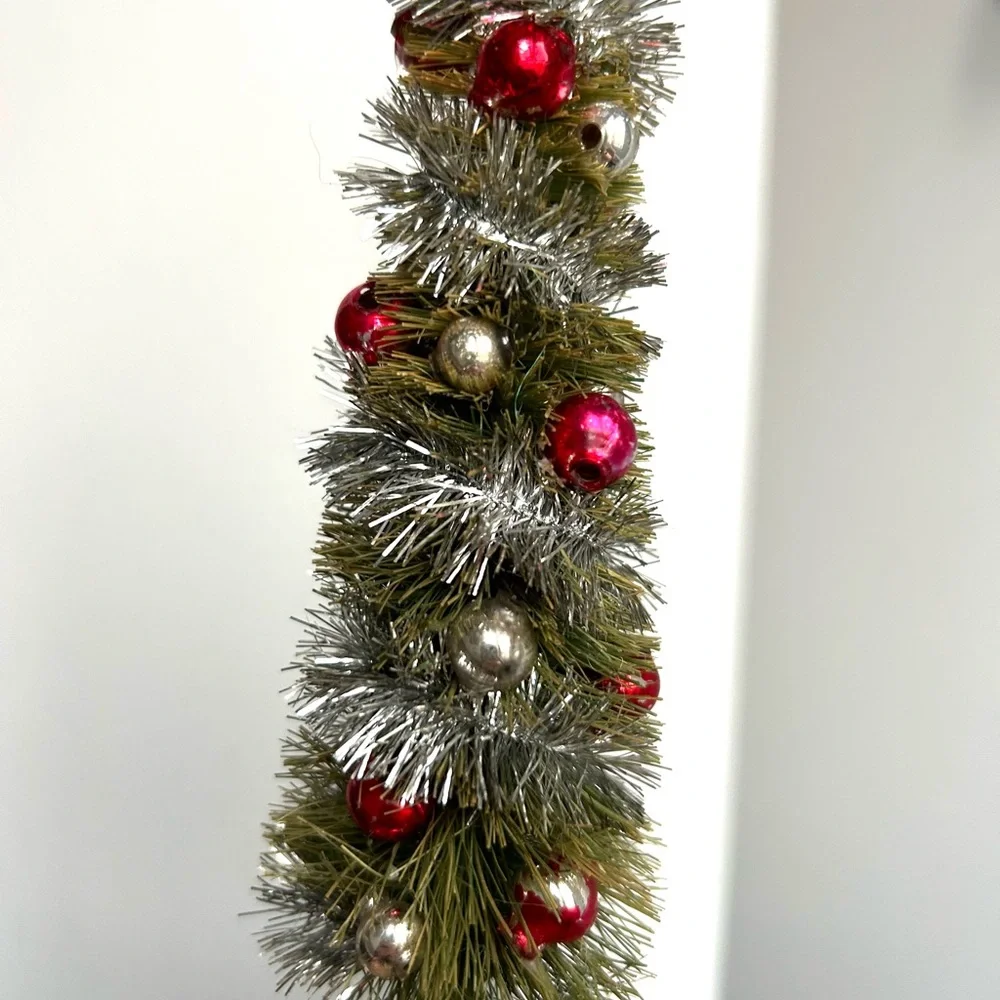 Vintage 40’-50’Festive Miniature Christmas Trees with Red and Silver Accents - Picture 3 of 8